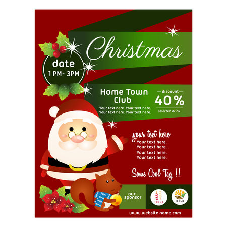 colorful christmas poster with cartoon santa clausのイラスト素材
