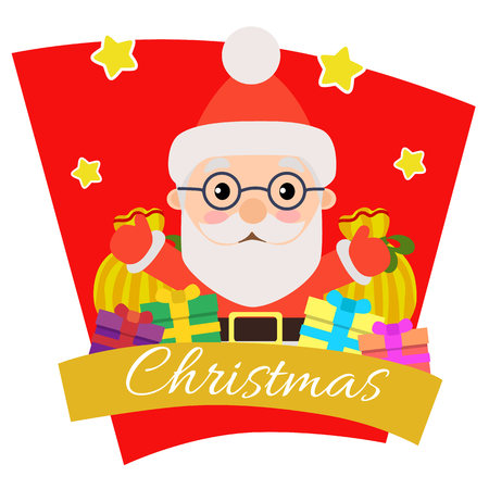 christmas with santa claus gift sackのイラスト素材