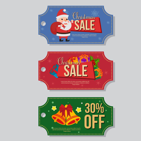 christmas sale coupon template happy santa clausのイラスト素材