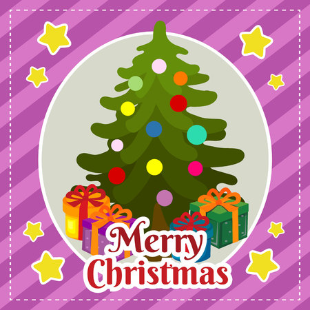 template merry christmas card with pine treeのイラスト素材
