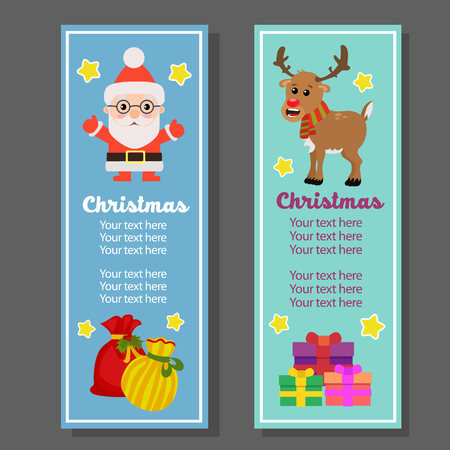 christmas vertical banner with santa claus gift sacksのイラスト素材