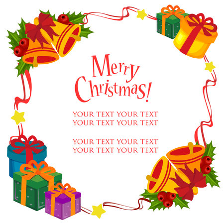 christmas frame theme with gift box bellのイラスト素材