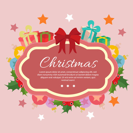 template christmas with ribbon present gift boxのイラスト素材