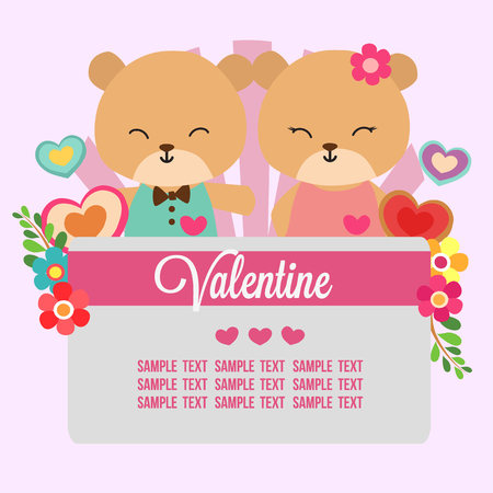 valentine love theme with panda coupleのイラスト素材