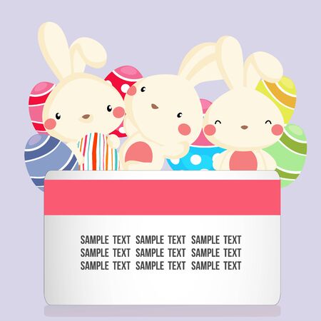 easter card with cute rabbit and eggのイラスト素材