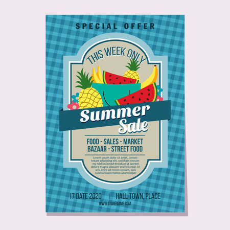 summer sales flat style market themeのイラスト素材