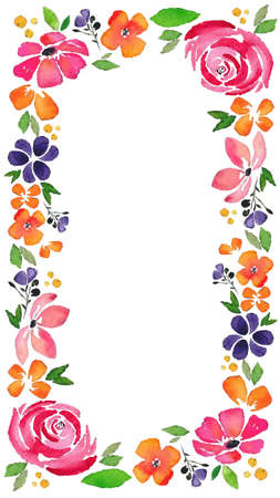 watercolor flower border for storyのイラスト素材