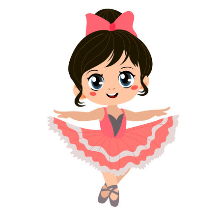 cute ballerina girls cartoon character vector ilustrationのイラスト素材