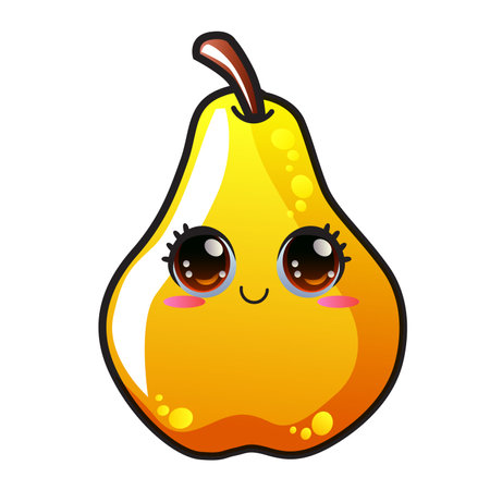 gradient smiling pear cartoon stickerのイラスト素材