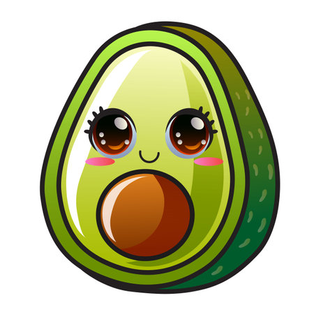 gradient smiling avocado cartoon stickerのイラスト素材