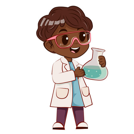 dark skin science boyのイラスト素材