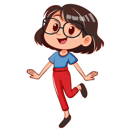 cute girl jumpingのイラスト素材