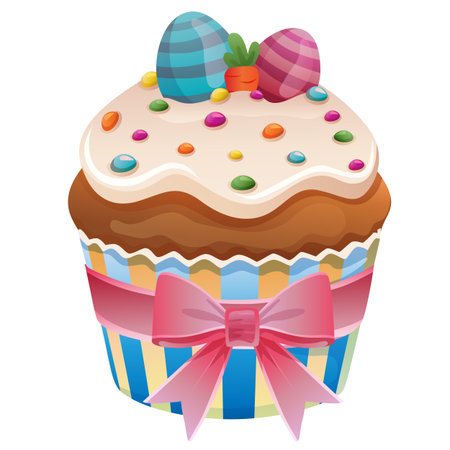 cute easter spring muffin cupcakeのイラスト素材