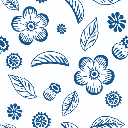 Seamless monochrome floral background. Abstract Composition of the decorative floral elements.のイラスト素材