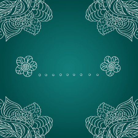 Retro hand-drawn frame with a decorative ornament. Vector illustration.のイラスト素材