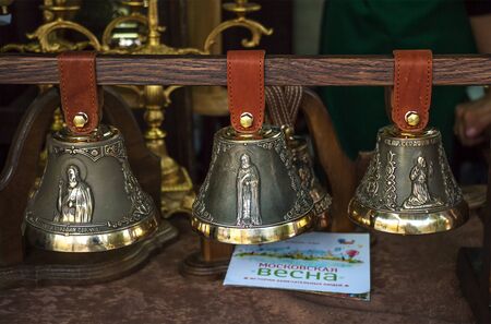 Moscow, Russia - May 6, 2016: Festival "Moscow Spring". Exhibition selling bells.のeditorial素材