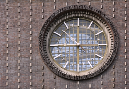 The clock on the church of the Sacred Heart in Pragueの写真素材