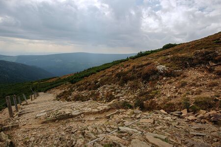 Stone Mountain landscape with mountain pine and cloudy skyの写真素材