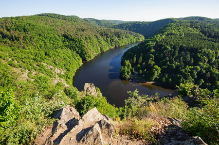 View of the Vltava river from the rockの写真素材