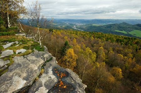 Autumn landscape - rocks, forests - all beautifully coloredの写真素材