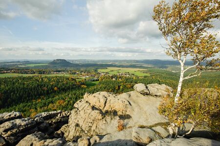 Autumn landscape - rocks, forests - all beautifully coloredの写真素材