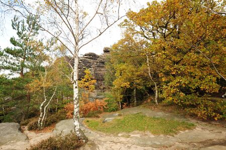 Autumn landscape - rocks, forests - all beautifully coloredの写真素材