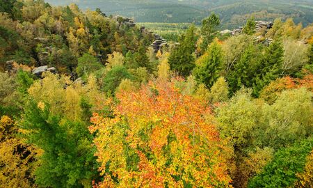 Autumn landscape - rocks, forests - all beautifully coloredの写真素材