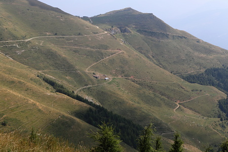 Net of curved paths on the mountain hill sidesの写真素材