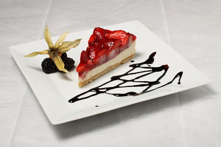 Strawberry cake with raspberry and chocolateの写真素材