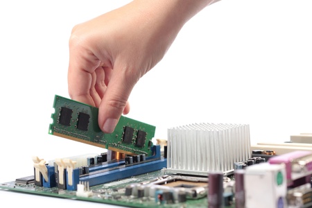 Computer mainboard hardware and installation memoryの写真素材
