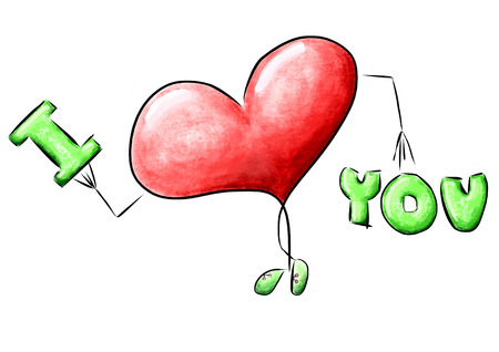 I love you. Gift card. Valentine's Day. handmade illustration.の写真素材