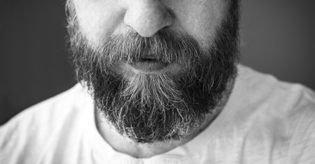 Closeup of long beard and mustache manの写真素材