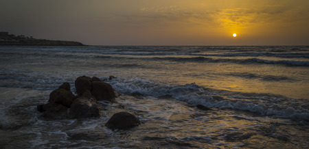 Atlantic coast of the Canary Islands at sunrise, Fuerteventura,の写真素材