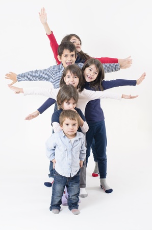 Six siblings from a large familyの写真素材