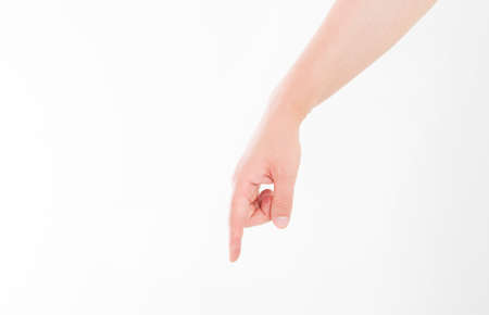 male hand isolated on white background, helping hand.Human sights. Copy spaceの写真素材