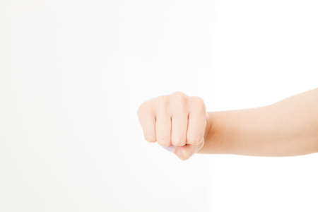 female fist isolated on white. front view. Mock up. copyspace. template. blank.の写真素材