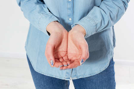 Opened hand mock up, The open hands of woman. Your objects here, The opened hands of girl. Put...
