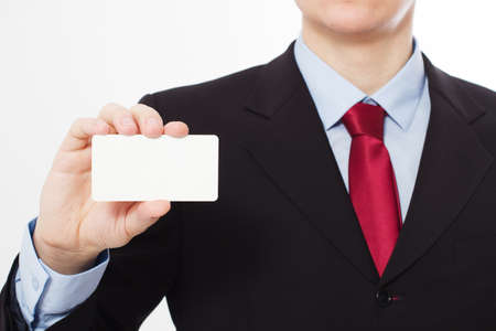 Template and Blank Business card in Man's hand. Selective focus