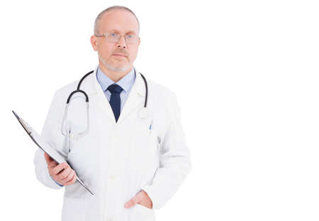 male doctor isolated on white background, copy space