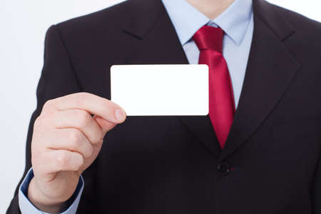 Template and Blank Business card in Man's hand. Selective focusの写真素材