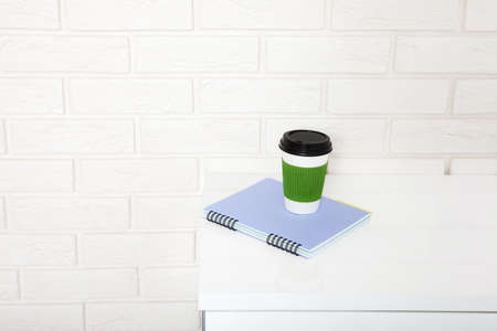 Workplace and education accessories on white table. selective focus