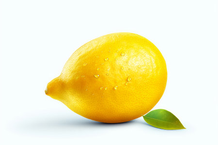 Lemon with water drops on a white background. isolated.の素材