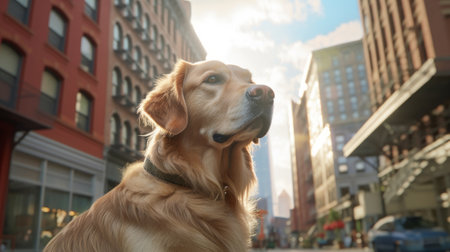 Golden Retriever in New York City, United States of Americaの素材