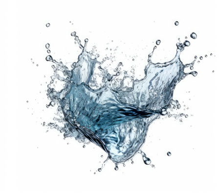 Water splash isolated on white background. 3d rendering, 3d illustration.の素材