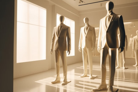 fashionable mannequins in a shop window, tonedの素材