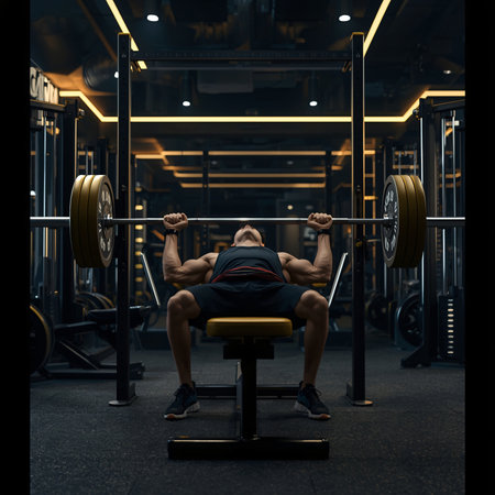 Man lifting a barbell in the gym. Crossfit training.の素材