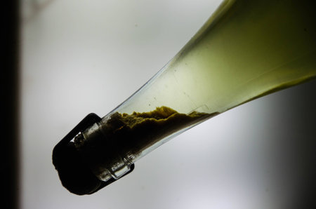 Bottle of wine backlightedの写真素材