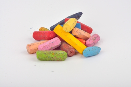 colorful crayons isolated on white backgroundの写真素材