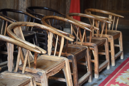 Old wooden chairsの写真素材
