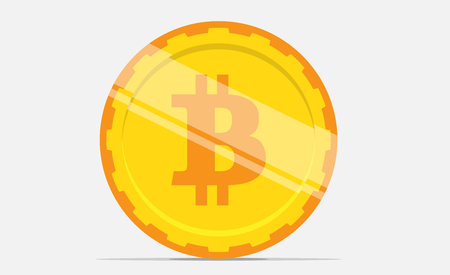Bitcoin symbol on the coin in flat design. Vector.のイラスト素材